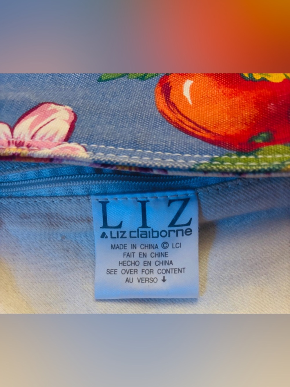 Vintage Liz Claiborne Fruit-Themed Canvas Purse - Picture 6 of 15
